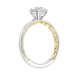 Artcarved Bridal Unmounted No Stones Classic Lyric Solitaire Engagement Ring Beryl 14K White Gold Primary & 14K Yellow Gold