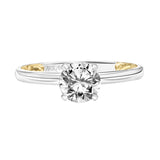Artcarved Bridal Mounted with CZ Center Classic Lyric Solitaire Engagement Ring Beryl 14K White Gold Primary & 14K Yellow Gold