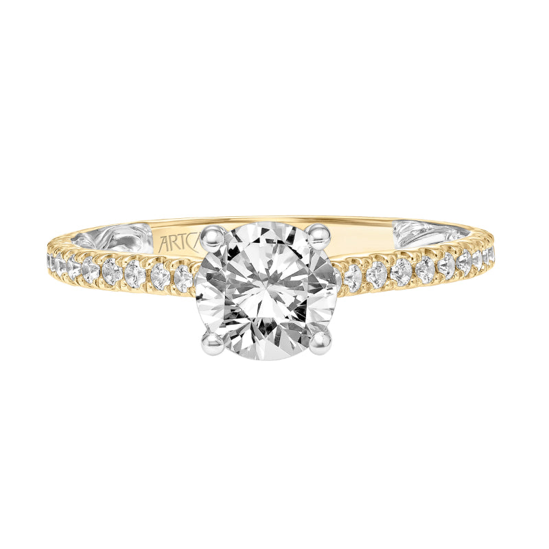 Artcarved Bridal Semi-Mounted with Side Stones Classic Lyric Engagement Ring Sonya 18K Yellow Gold Primary & White Gold