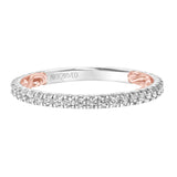 Artcarved Bridal Mounted with Side Stones Classic Lyric Diamond Wedding Band Lara 14K White Gold Primary & 14K Rose Gold