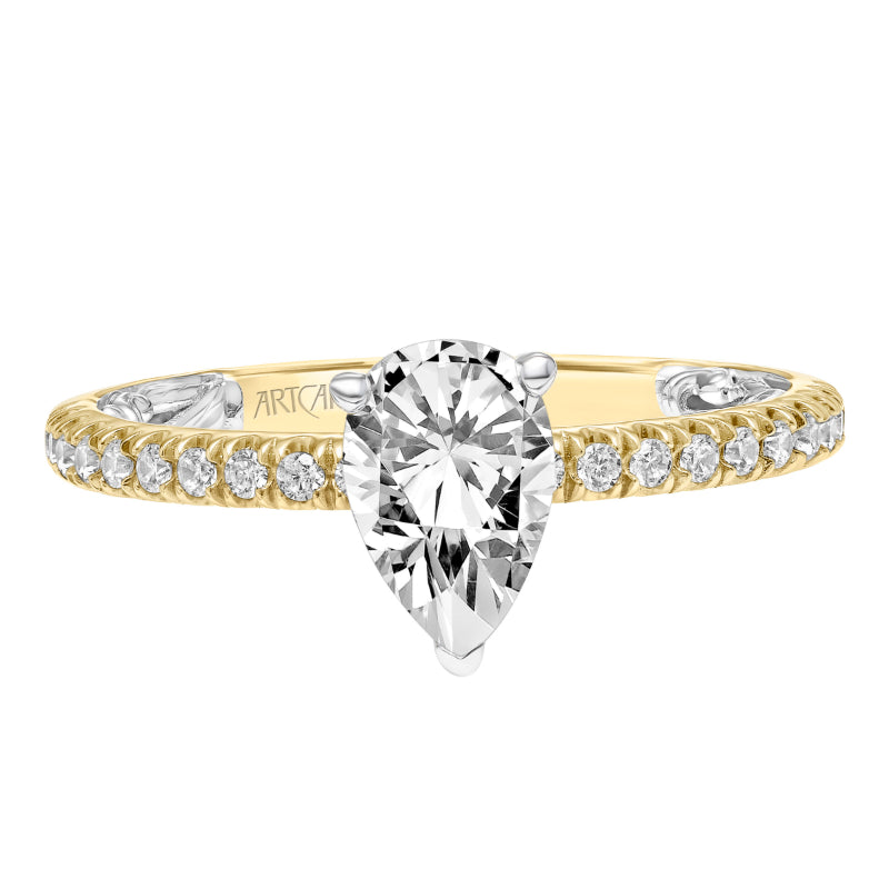 Artcarved Bridal Mounted with CZ Center Classic Lyric Engagement Ring Renee 14K Yellow Gold Primary & 14K White Gold
