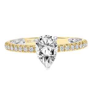 Artcarved Bridal Mounted with CZ Center Classic Lyric Engagement Ring Renee 14K Yellow Gold Primary & 14K White Gold