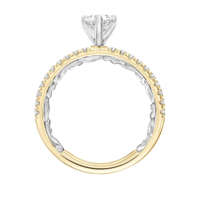 Artcarved Bridal Mounted with CZ Center Classic Lyric Engagement Ring Renee 14K Yellow Gold Primary & 14K White Gold