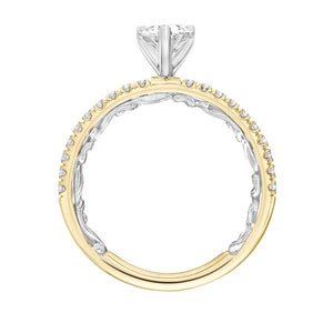 Artcarved Bridal Mounted with CZ Center Classic Lyric Engagement Ring Renee 14K Yellow Gold Primary & 14K White Gold