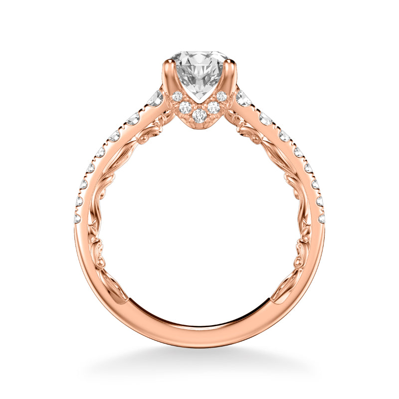 Artcarved Bridal Mounted with CZ Center Classic Lyric Engagement Ring Harley 14K Rose Gold