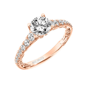 Artcarved Bridal Mounted with CZ Center Classic Lyric Engagement Ring Harley 14K White Gold