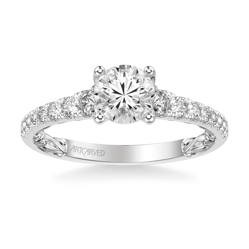 Artcarved Bridal Mounted with CZ Center Classic Lyric Engagement Ring Harley 14K White Gold