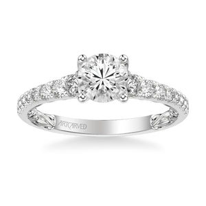 Artcarved Bridal Mounted with CZ Center Classic Lyric Engagement Ring Harley 14K White Gold