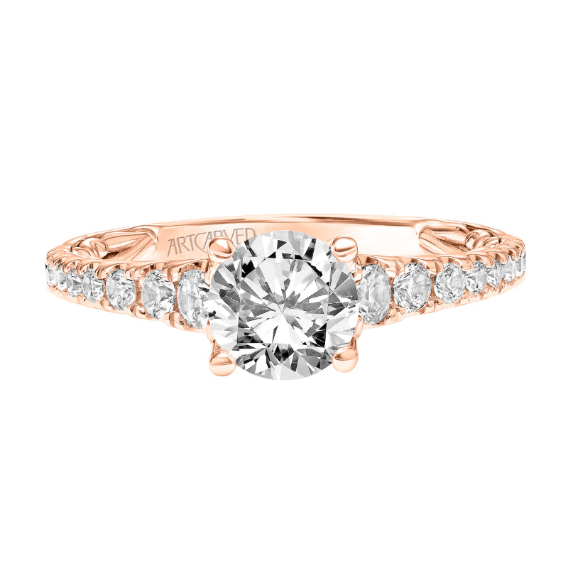 Artcarved Bridal Mounted with CZ Center Classic Lyric Engagement Ring Harley 14K White Gold