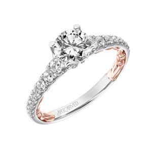 Artcarved Bridal Mounted with CZ Center Classic Lyric Engagement Ring Harley 18K White Gold Primary & Rose Gold