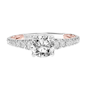 Artcarved Bridal Mounted with CZ Center Classic Lyric Engagement Ring Harley 14K White Gold Primary & 14K Rose Gold
