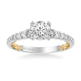 Artcarved Bridal Mounted with CZ Center Classic Lyric Engagement Ring Harley 18K White Gold Primary & 18K Yellow Gold
