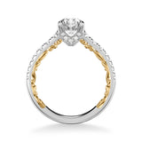 Artcarved Bridal Mounted with CZ Center Classic Lyric Engagement Ring Harley 18K White Gold Primary & 18K Yellow Gold