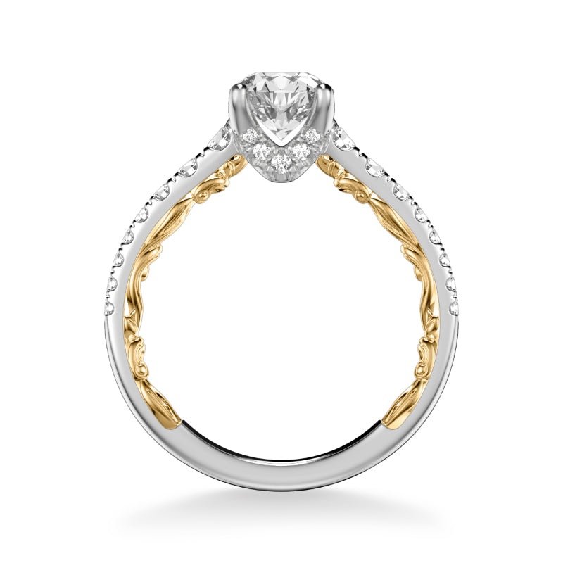 Artcarved Bridal Mounted with CZ Center Classic Lyric Engagement Ring Harley 18K White Gold Primary & 18K Yellow Gold
