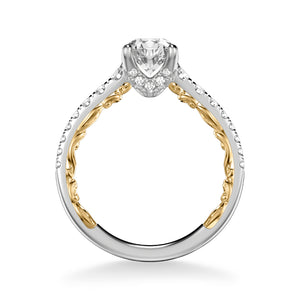 Artcarved Bridal Mounted with CZ Center Classic Lyric Engagement Ring Harley 18K White Gold Primary & 18K Yellow Gold