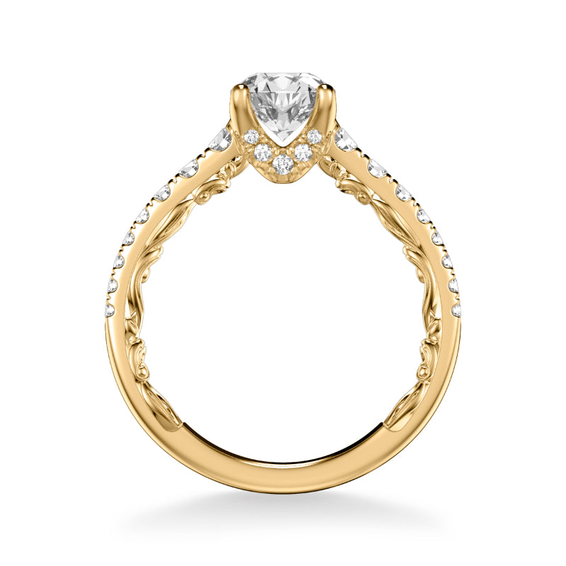 Artcarved Bridal Mounted with CZ Center Classic Lyric Engagement Ring Harley 18K Yellow Gold