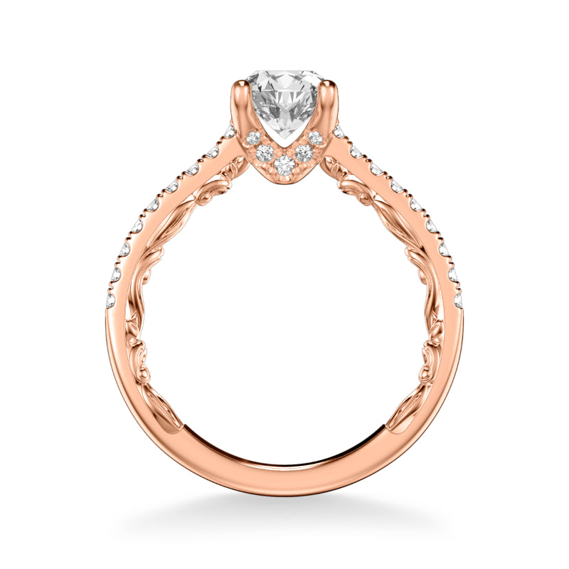 Artcarved Bridal Semi-Mounted with Side Stones Classic Lyric Engagement Ring Marta 14K Rose Gold