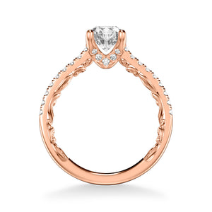 Artcarved Bridal Semi-Mounted with Side Stones Classic Lyric Engagement Ring Marta 14K Rose Gold