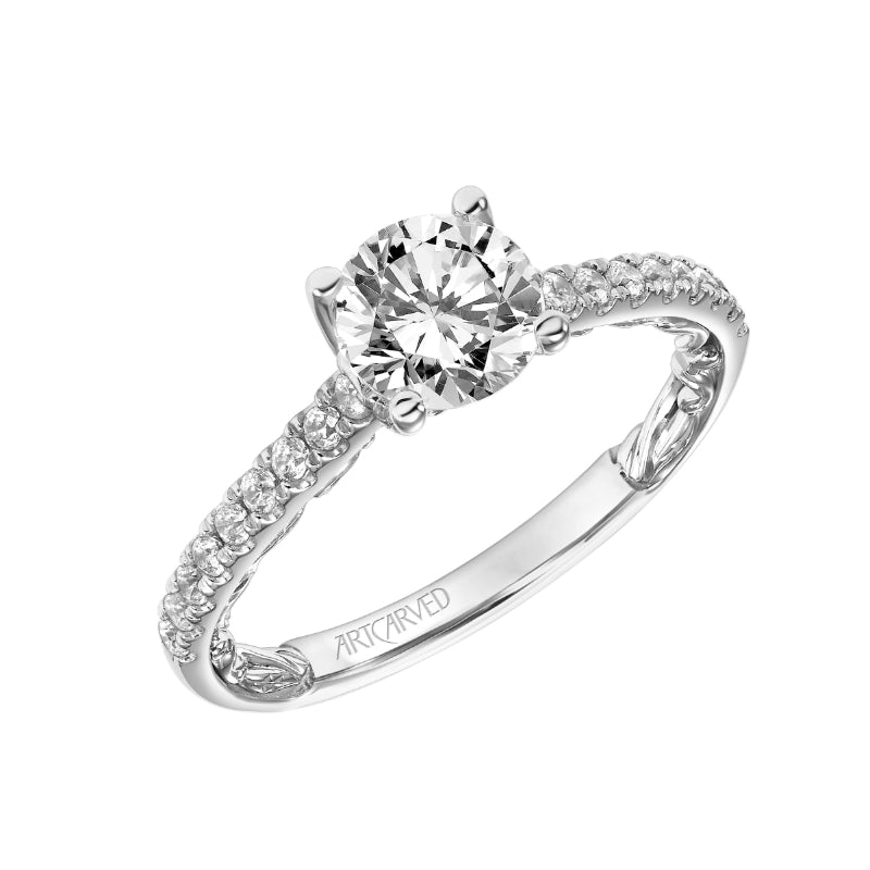 Artcarved Bridal Mounted with CZ Center Classic Lyric Engagement Ring Marta 14K White Gold