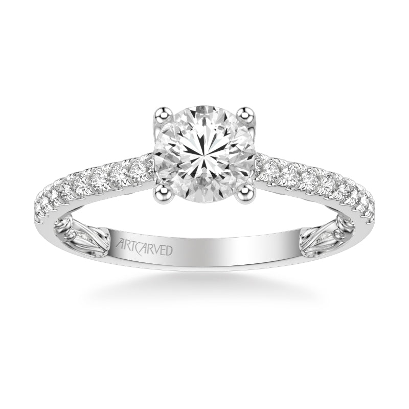Artcarved Bridal Mounted with CZ Center Classic Lyric Engagement Ring Marta 14K White Gold