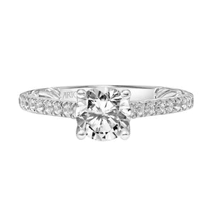 Artcarved Bridal Mounted with CZ Center Classic Lyric Engagement Ring Marta 14K White Gold