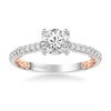 Artcarved Bridal Semi-Mounted with Side Stones Classic Lyric Engagement Ring Marta 14K White Gold Primary & 14K Rose Gold