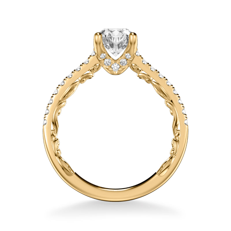 Artcarved Bridal Semi-Mounted with Side Stones Classic Lyric Engagement Ring Marta 14K Yellow Gold