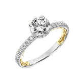 Artcarved Bridal Mounted with CZ Center Classic Lyric Diamond Engagement Ring Brianne 14K White Gold Primary & 14K Yellow Gold