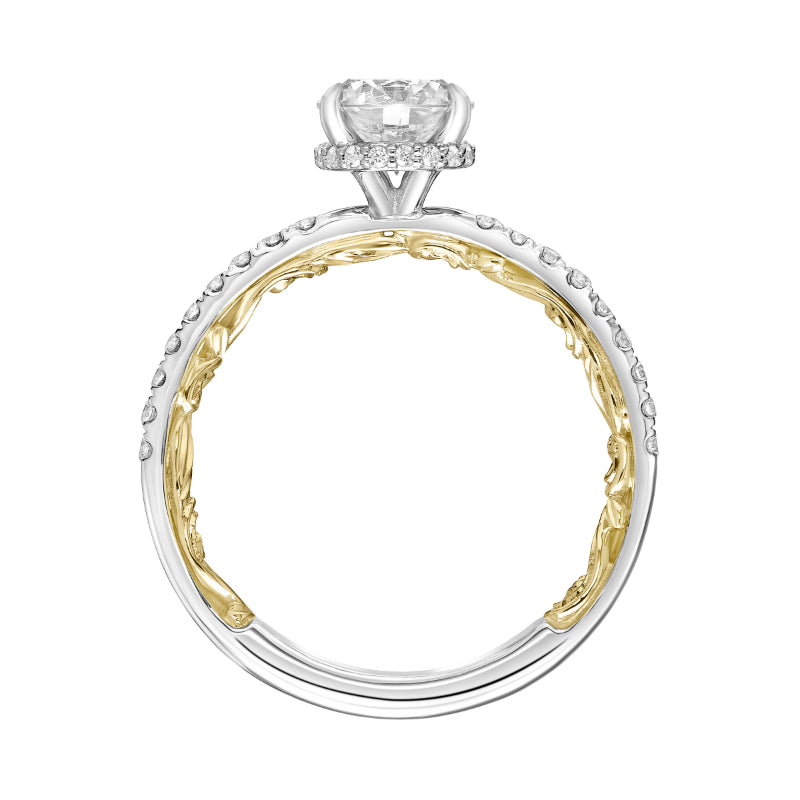 Artcarved Bridal Mounted with CZ Center Classic Lyric Diamond Engagement Ring Brianne 14K White Gold Primary & 14K Yellow Gold