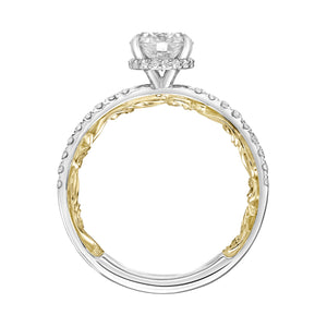 Artcarved Bridal Mounted with CZ Center Classic Lyric Diamond Engagement Ring Brianne 14K White Gold Primary & 14K Yellow Gold