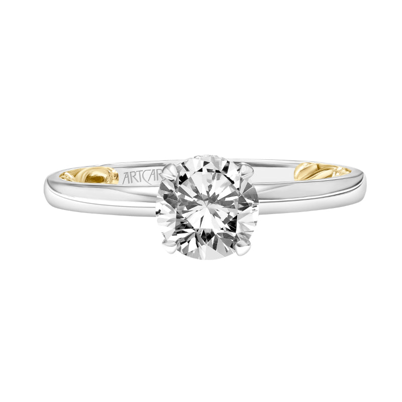 Artcarved Bridal Mounted with CZ Center Classic Lyric Engagement Ring Aileen 14K White Gold Primary & 14K Yellow Gold