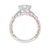 Artcarved Bridal Mounted with CZ Center Classic Lyric Engagement Ring Credence 14K White Gold Primary & 14K Rose Gold
