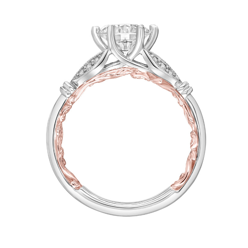 Artcarved Bridal Mounted with CZ Center Classic Lyric Engagement Ring Credence 14K White Gold Primary & 14K Rose Gold