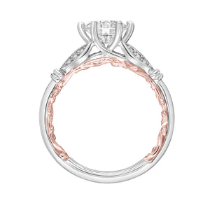 Artcarved Bridal Mounted with CZ Center Classic Lyric Engagement Ring Credence 14K White Gold Primary & 14K Rose Gold