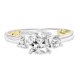 Artcarved Bridal Mounted with CZ Center Classic Lyric 3-Stone Engagement Ring Christy 14K White Gold Primary & 14K Yellow Gold