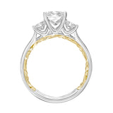 Artcarved Bridal Mounted with CZ Center Classic Lyric 3-Stone Engagement Ring Christy 14K White Gold Primary & 14K Yellow Gold