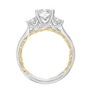 Artcarved Bridal Mounted with CZ Center Classic Lyric 3-Stone Engagement Ring Christy 14K White Gold Primary & 14K Yellow Gold