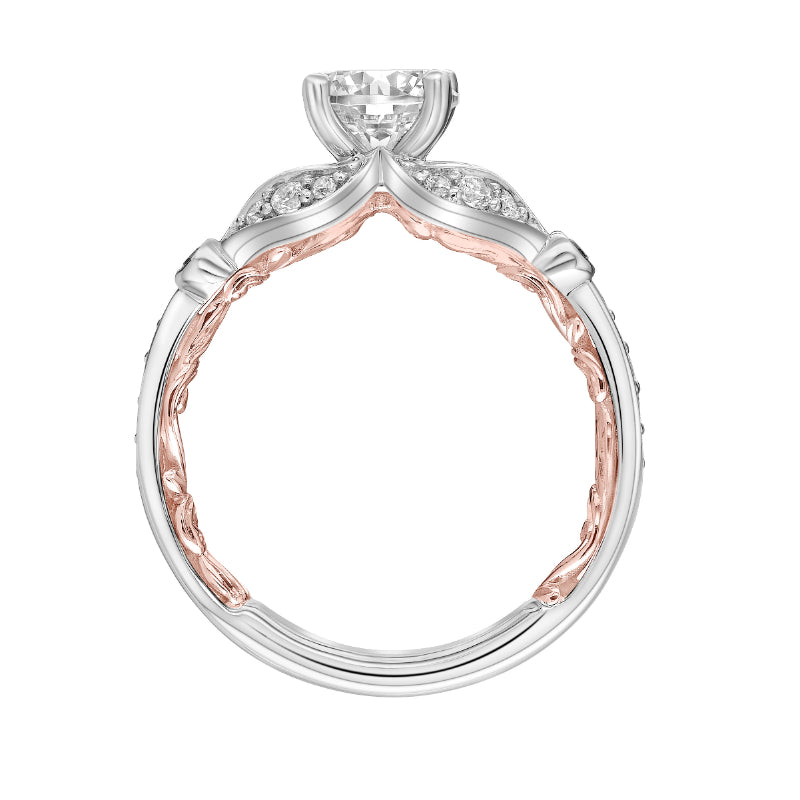Artcarved Bridal Mounted with CZ Center Contemporary Lyric Engagement Ring Anouk 14K White Gold Primary & 14K Rose Gold