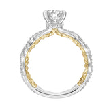 Artcarved Bridal Mounted with CZ Center Contemporary Lyric Engagement Ring Ione 18K White Gold Primary & 18K Yellow Gold