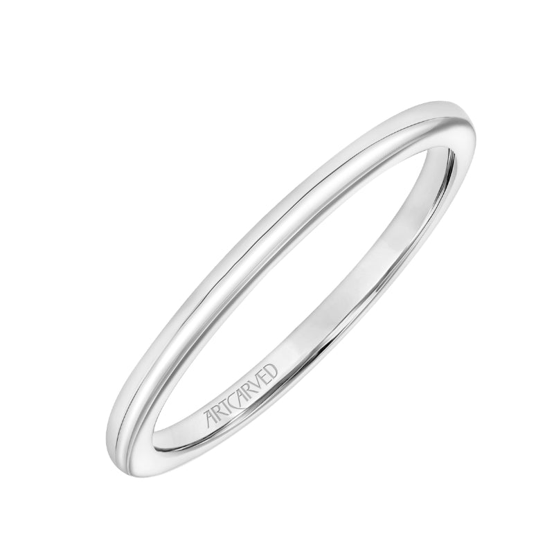 Artcarved Bridal Band No Stones Classic Lyric Wedding Band Courtney 14K White Gold