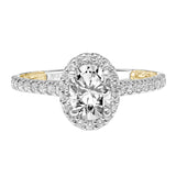 Artcarved Bridal Mounted with CZ Center Classic Lyric Halo Engagement Ring Falyn 14K White Gold Primary & 14K Yellow Gold