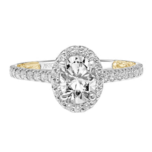 Artcarved Bridal Mounted with CZ Center Classic Lyric Halo Engagement Ring Falyn 14K White Gold Primary & 14K Yellow Gold