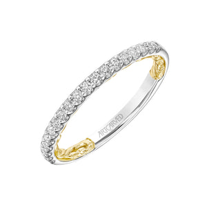Artcarved Bridal Mounted with Side Stones Classic Lyric Diamond Wedding Band Falyn 14K White Gold Primary & 14K Yellow Gold