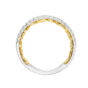 Artcarved Bridal Mounted with Side Stones Classic Lyric Diamond Wedding Band Falyn 14K White Gold Primary & 14K Yellow Gold
