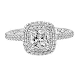 Artcarved Bridal Mounted with CZ Center Classic Lyric Halo Engagement Ring Haven 14K White Gold