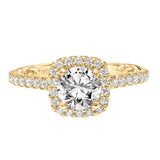 Artcarved Bridal Mounted with CZ Center Classic Lyric Halo Engagement Ring Mellie 14K Yellow Gold