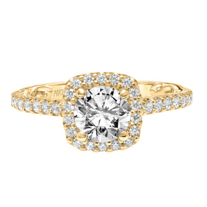 Artcarved Bridal Mounted with CZ Center Classic Lyric Halo Engagement Ring Mellie 14K Yellow Gold