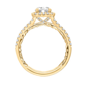 Artcarved Bridal Mounted with CZ Center Classic Lyric Halo Engagement Ring Mellie 14K Yellow Gold