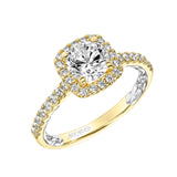 Artcarved Bridal Mounted with CZ Center Classic Lyric Halo Engagement Ring Mellie 14K Yellow Gold Primary & 14K White Gold