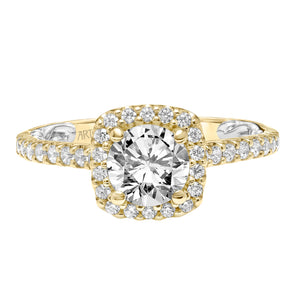 Artcarved Bridal Mounted with CZ Center Classic Lyric Halo Engagement Ring Mellie 14K Yellow Gold Primary & 14K White Gold